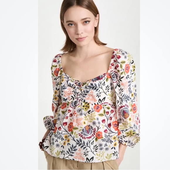Velvet by Graham & Spencer Tops - Velvet by Graham & Spencer Stass Floral Multicolor Floral Cotton Babydoll Blouse